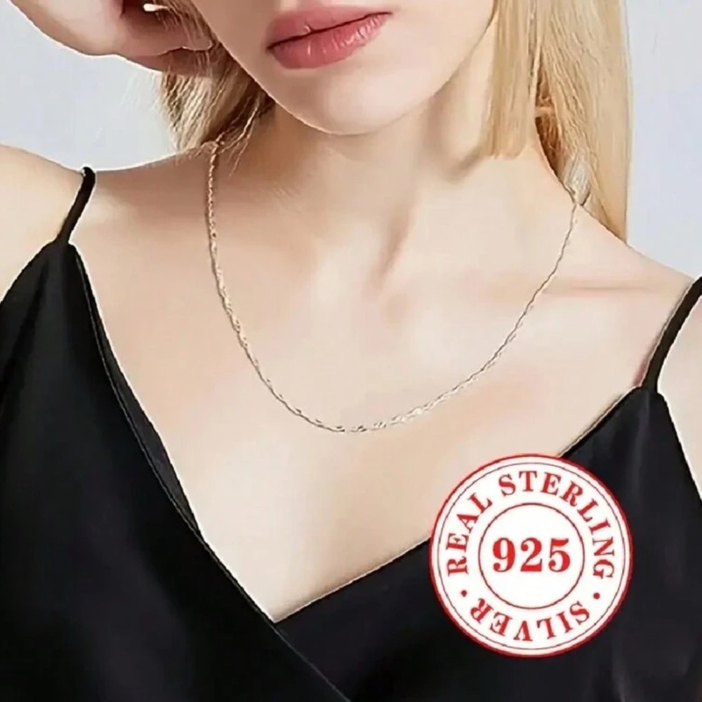 Sterling Silver Plated Twisted Necklace - Picture 3 of 4